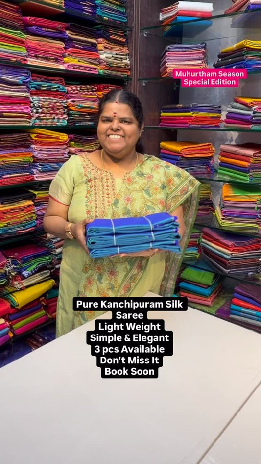Pure Kanchipuram Silk Saree | Light weight | Simple & Elegant | Fla...