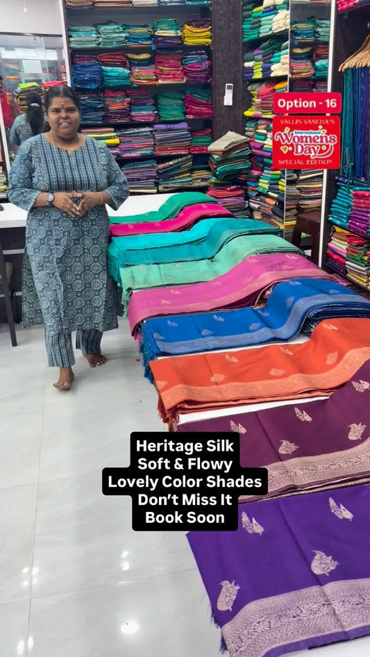 Heritage Silk Saree - Soft & Smooth Texture - All Over weaving patt...