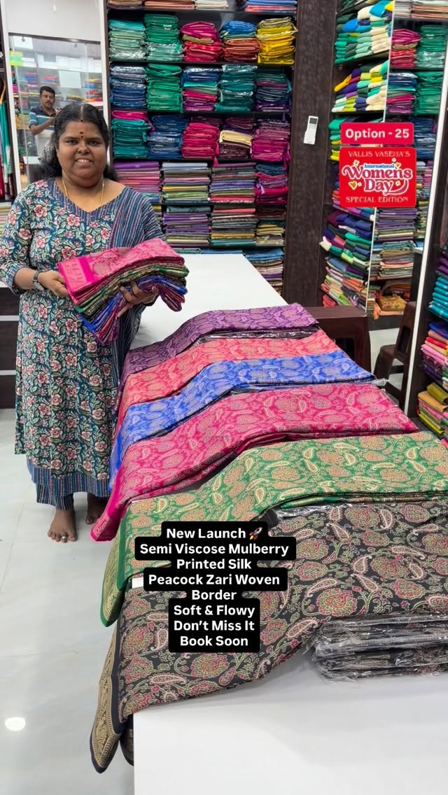 New Launch 🚀- Semi Viscose Mulberry Printed Silk - 
Zari Woven Pea...