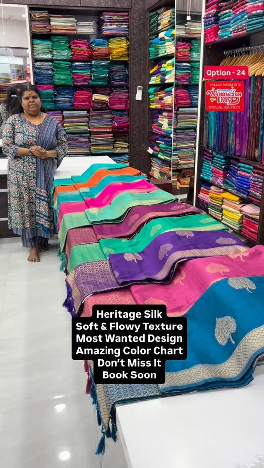 Heritage Silk Saree - Soft & Smooth Texture - All Over weaving patt...