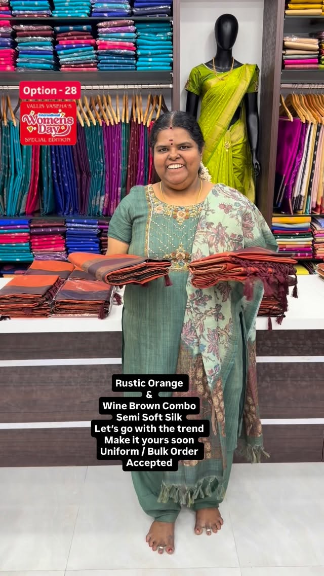Rustic Orange & Wine Brown Combo - Semi Soft Silk Saree - Soft & Sm...