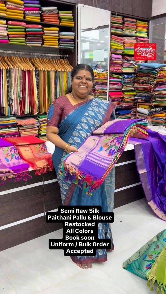 Paithani Design | Restocked | Semi Raw silk Saree | Flat 5% less no...