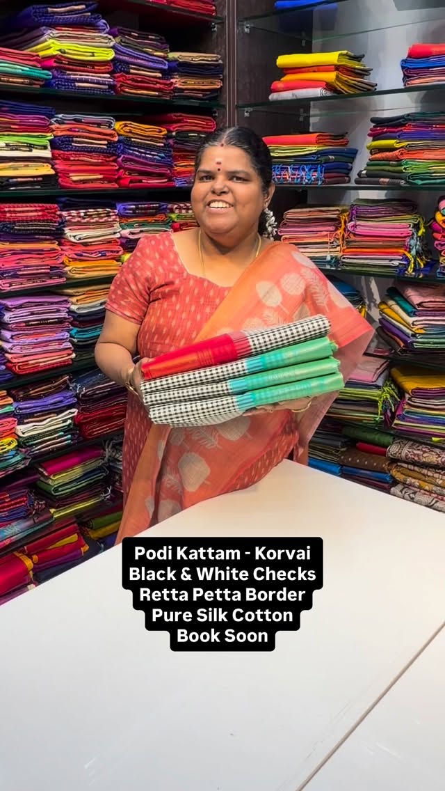 Podi Kattam | Black & White kattam with Retta Petta Border | Pure S...