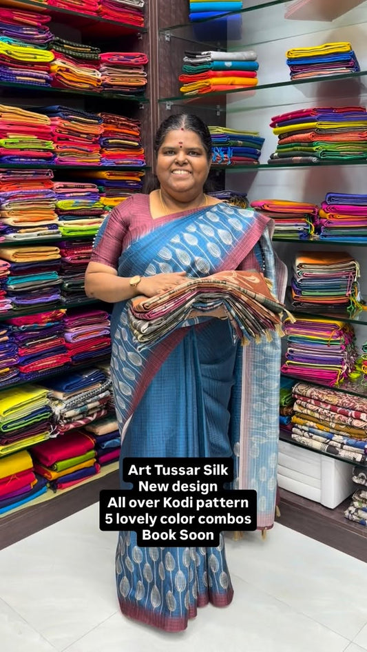 Newly Launched - Art Tussar Silk Saree - 5 Colors - Beautiful Flora...