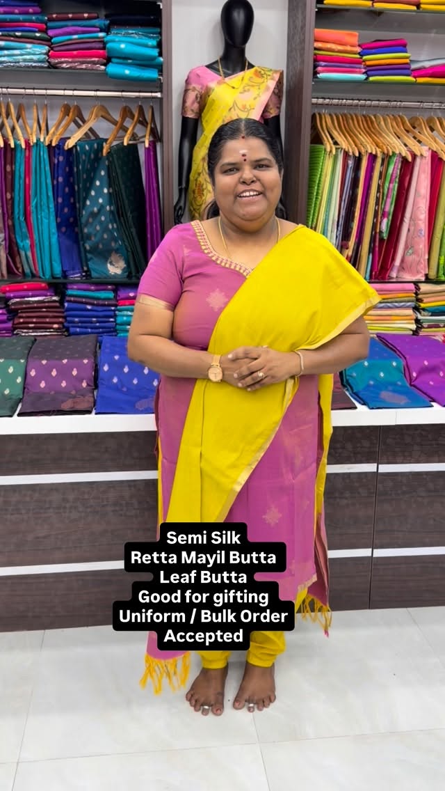 Semi Soft Silk -  Retta Mayil border design - Good for Gifting - Fl...