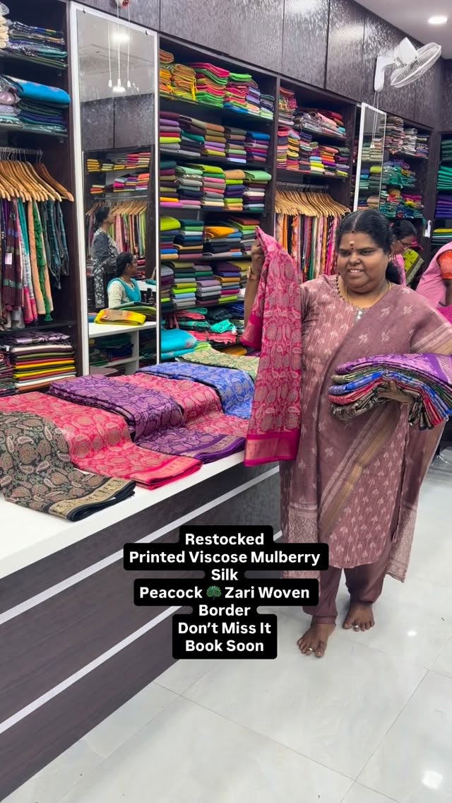 New Launch 🚀- Semi Viscose Mulberry Printed Silk - 
Zari Woven Pea...