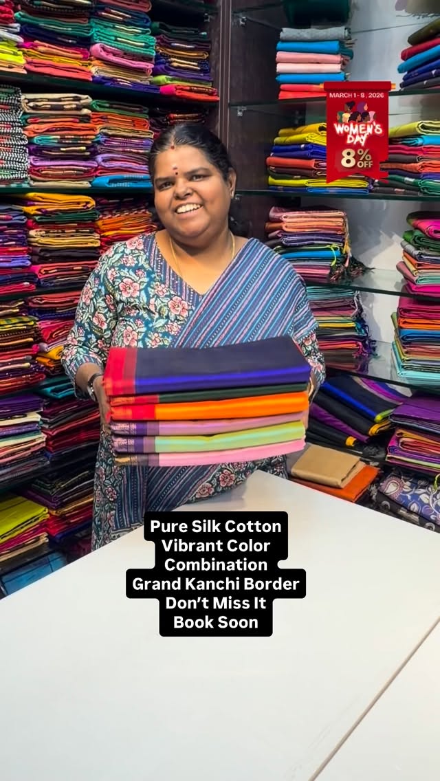 Pure Silk Cotton | Flat 8% less | Book soon 

vallisvaseha.com 
Sea...