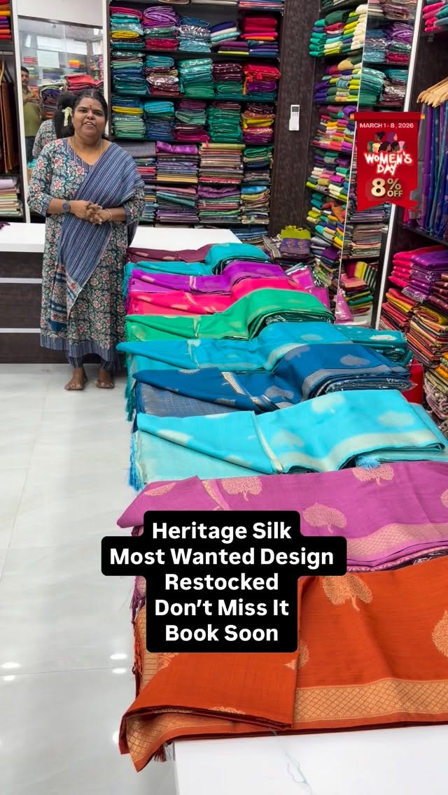 Heritage Silk Saree - Soft & Smooth Texture - All Over weaving patt...