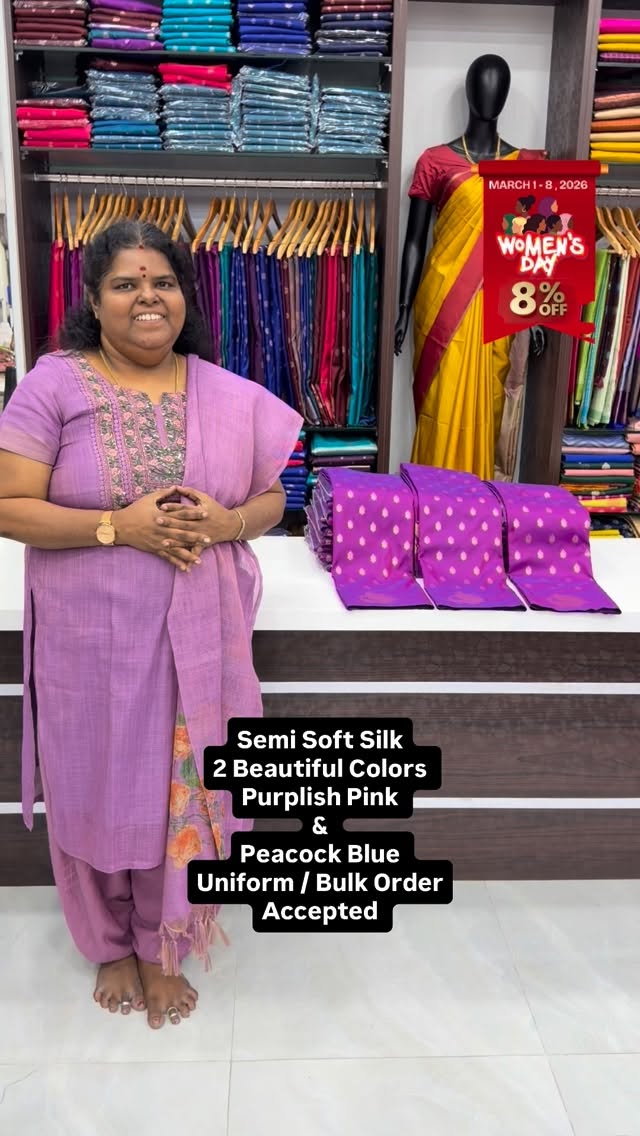Semi Soft Silk -  Peacock design - Good for Gifting - Flat 5% less ...