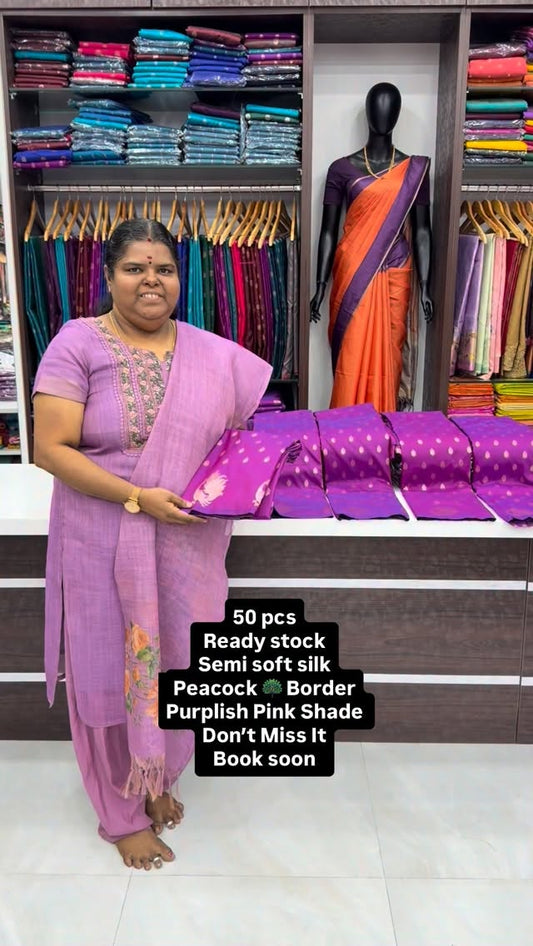 Semi Soft Silk -  Peacock design - Good for Gifting - Flat 5% less ...