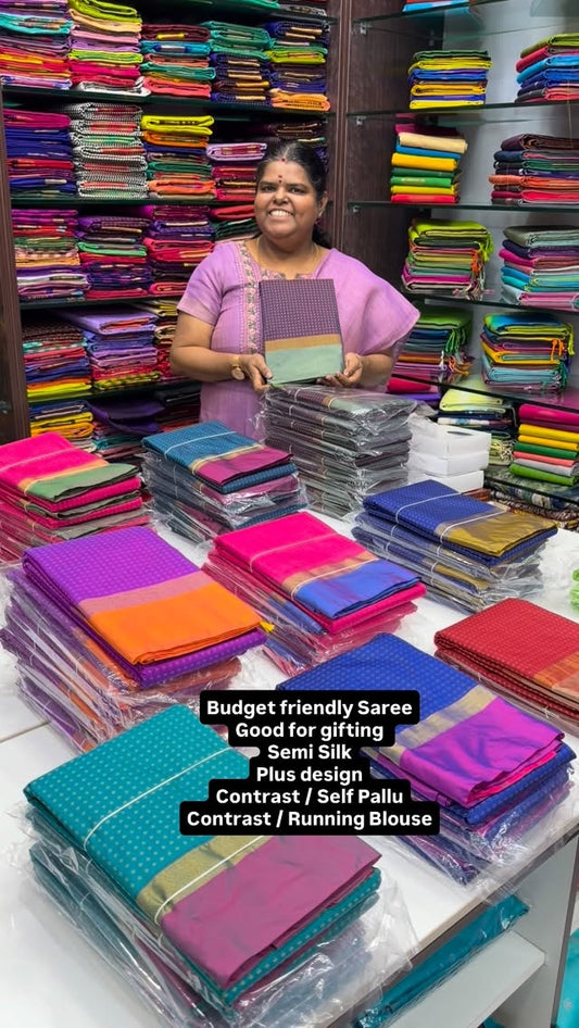 Semi Silk -  Plus design - Good for Gifting - Flat 5% less -  Contr...