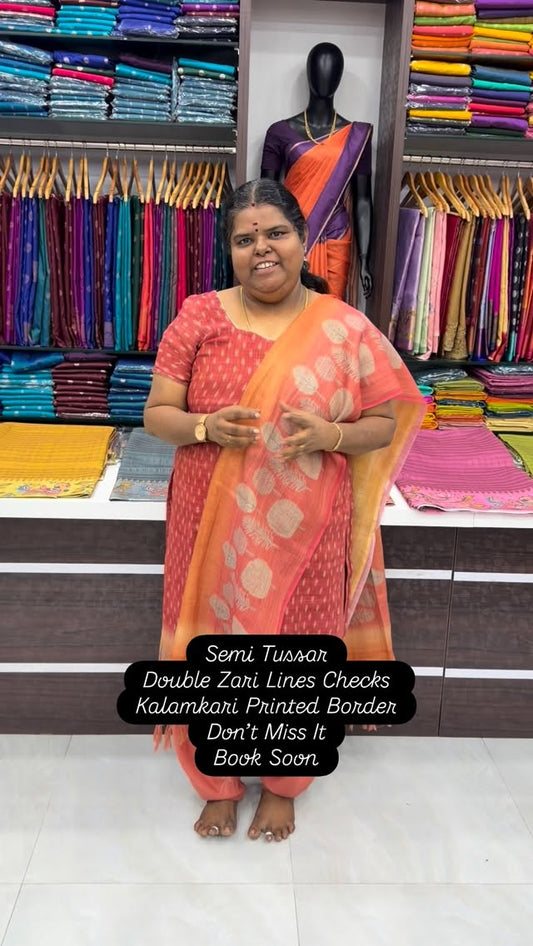 New Launch 🚀 | Double Zari Lines checks | Kalamkari design printed...