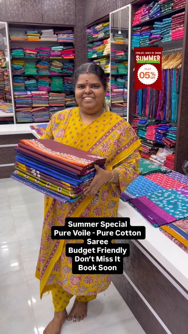 Summer Special - Pure Voile - Pure Cotton Saree - Without Blouse - ...