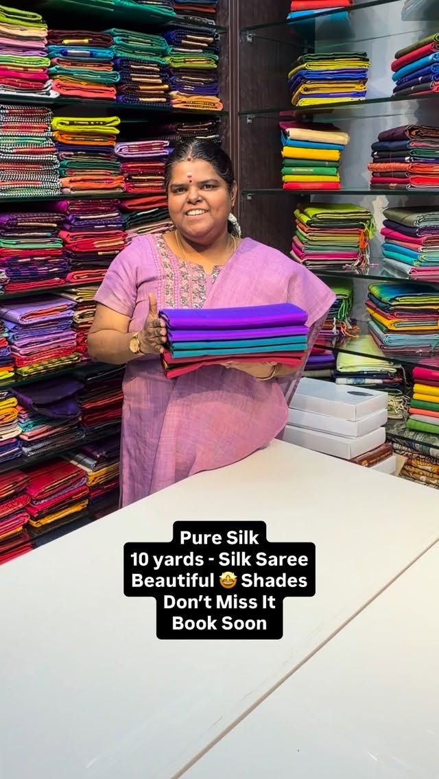 10 yards Pure Silk Saree - 3 Beautiful Colors - Flat 5% less - Book...