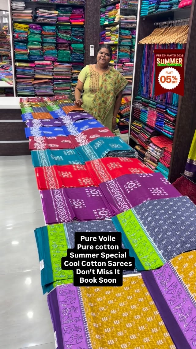 Summer Special - Pure Voile - Pure Cotton Saree - Without Blouse - ...