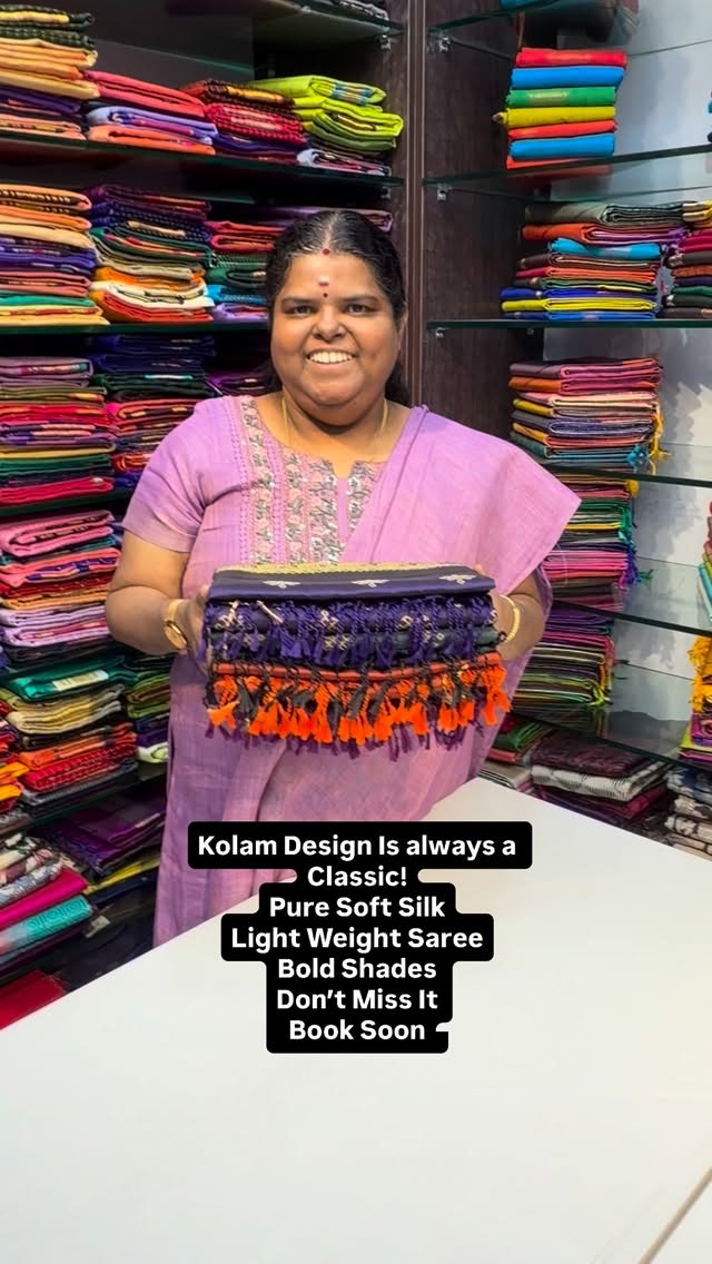 Kolam design is always a classic! Pure Soft Silk | Flat 5% less now...