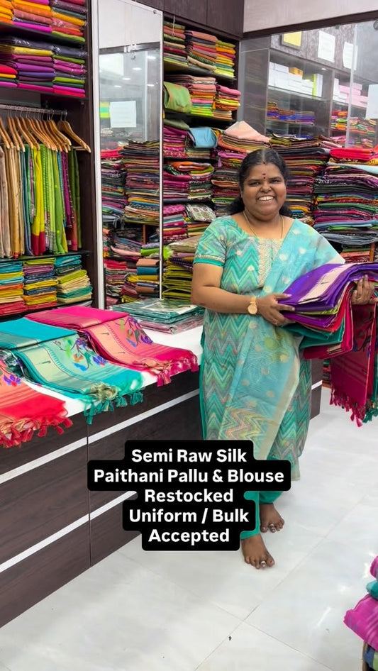 Paithani Design | Restocked | Semi Raw silk Saree | Flat 5% less no...