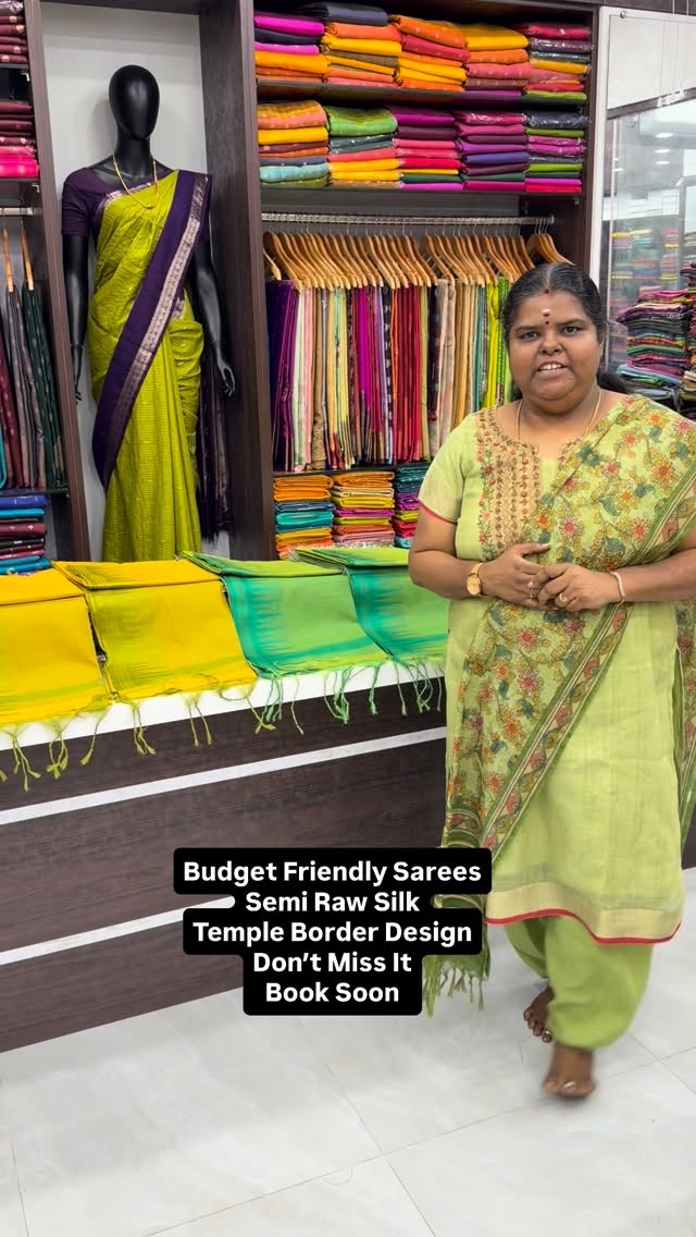 Budget Friendly Sarees | Semi Raw silk | Temple border | Good for g...