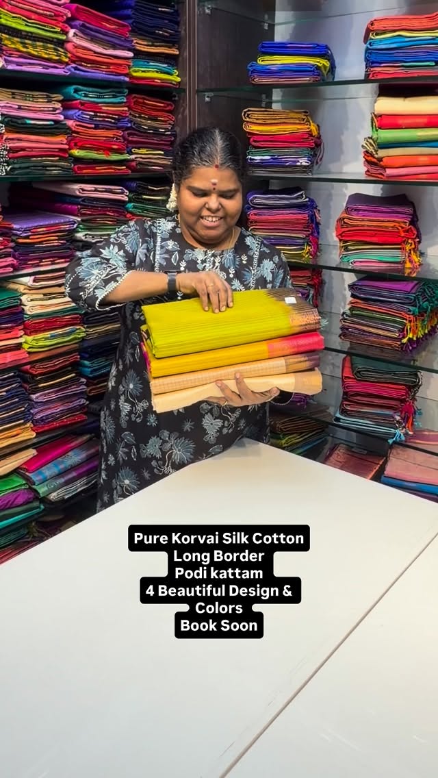 Pure Korvai Silk Cotton | Long Border | Flat 5% less | Book soon 

...