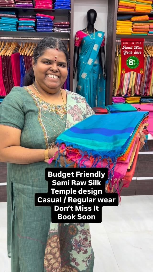 Budget Friendly Sarees | Semi Raw silk | Temple border | Good for g...