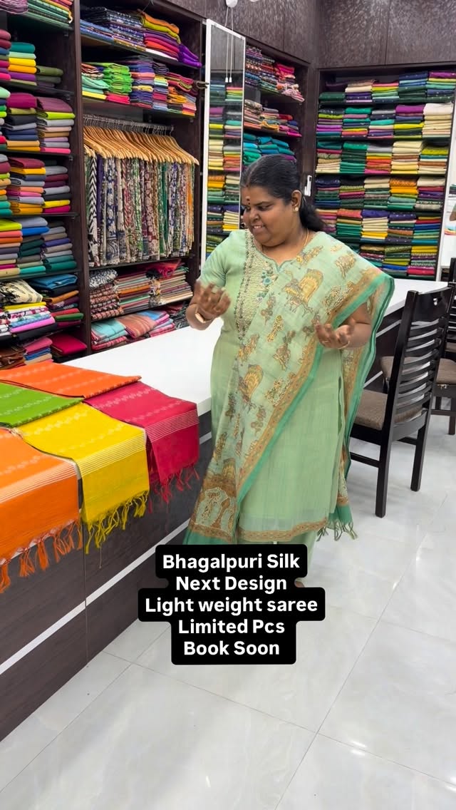 Bhagalpuri Silk Saree - Soft & Smooth Texture - All Over weaving pa...