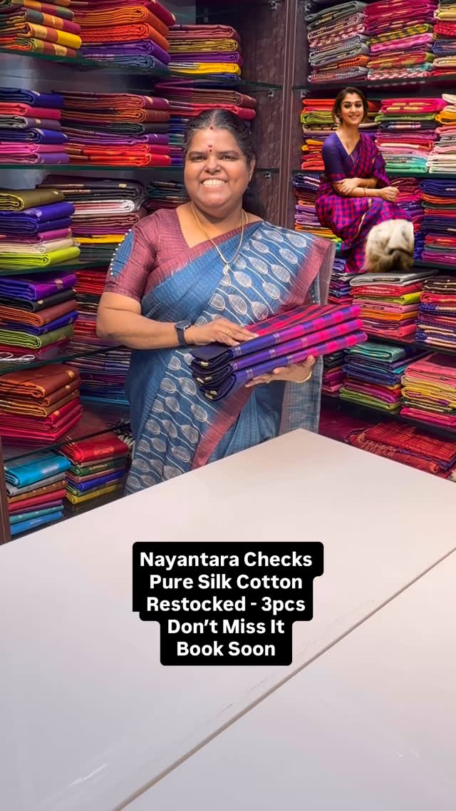 Nayantara Checks - Pure Silk Cotton Saree | Flat 5% less - Book Soo...