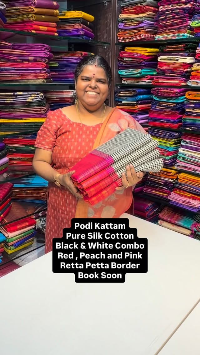 Podi Kattam | Black & White kattam with Retta Petta Border | Pure S...