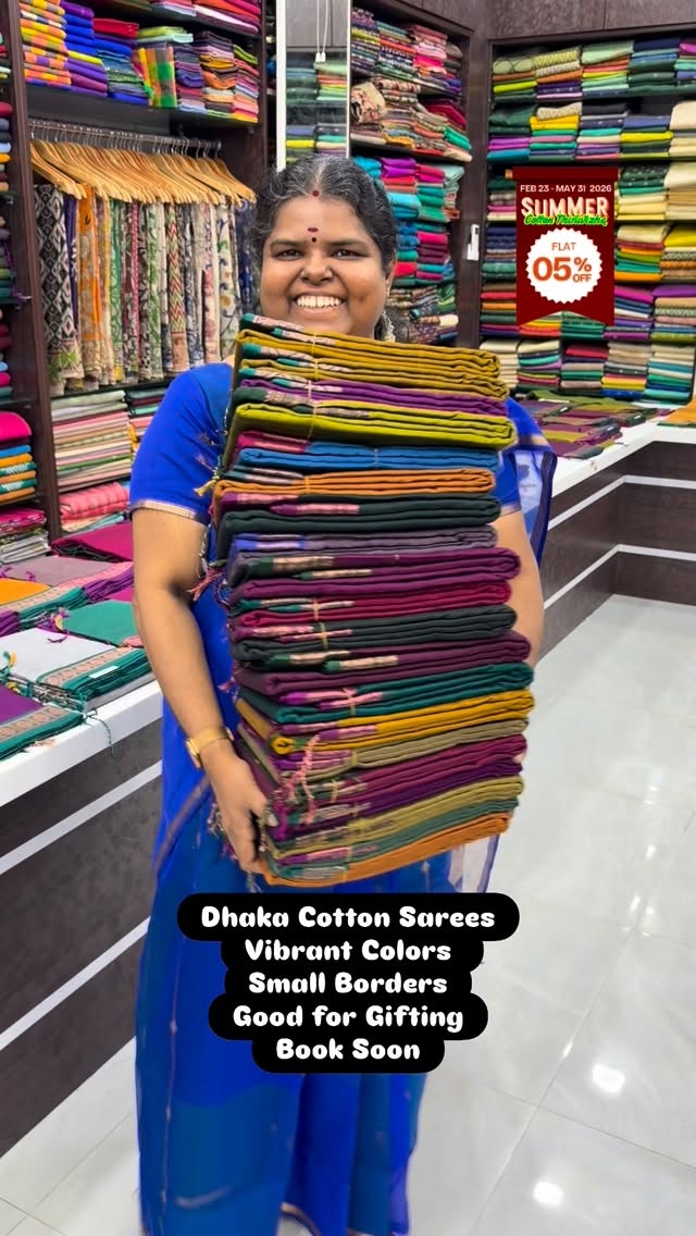 Summer Special - Launching 2026 Dhaka Cotton Sarees - Without Blous...