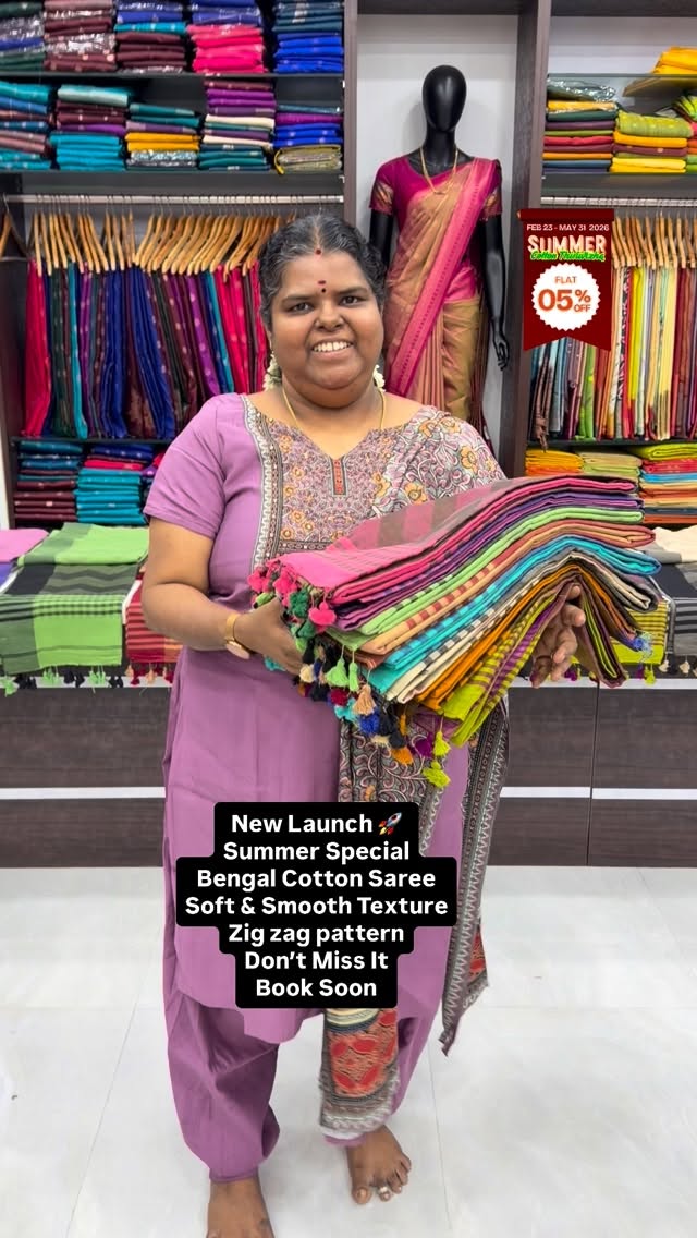New Launch 🚀- Bengal Cotton Saree - Soft & Smooth Cotton - Book So...