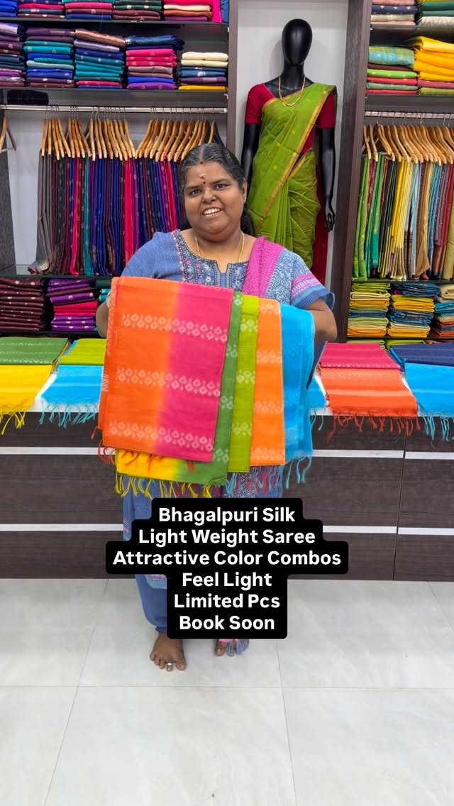 Bhagalpuri Silk Saree - Soft & Smooth Texture - All Over weaving pa...
