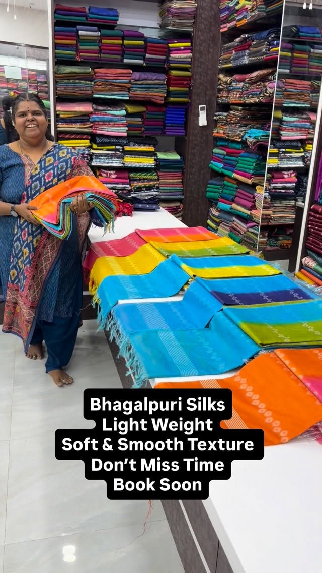 Bhagalpuri Silk Saree - Soft & Smooth Texture - All Over weaving pa...