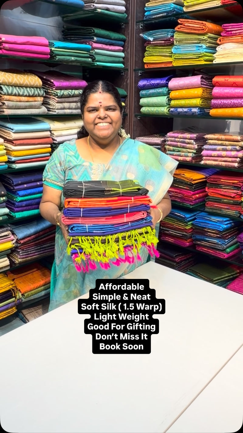 Affordable | Pure Soft Silk Saree (1.5 warp) | Flat 5% less now 

V...