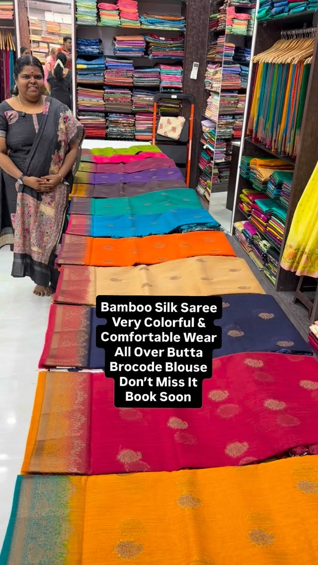 Bamboo silk Saree | All over butta | Brocade Blouse

Vallisvaseha.c...