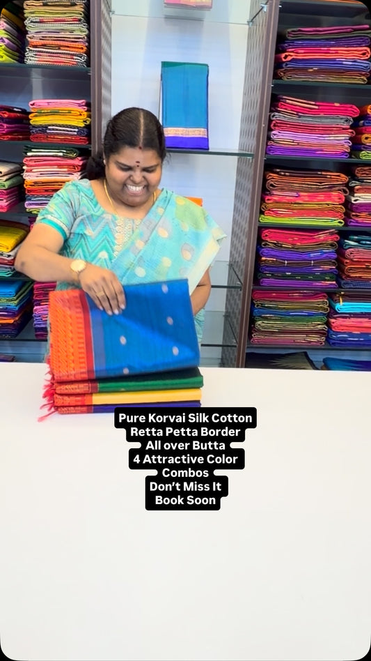 Pure Korvai Silk Cotton - Flat 5% less now - Book Soon - Limited pc...