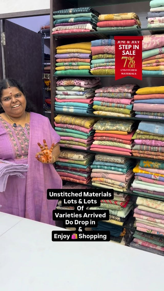 Step In Sale - Flat 7% less - Unstitched Material -  College / Offi...