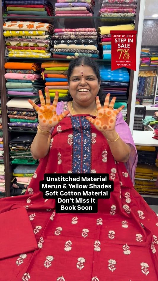 Step In Sale - Flat 7% less - Unstitched Material -  College / Offi...