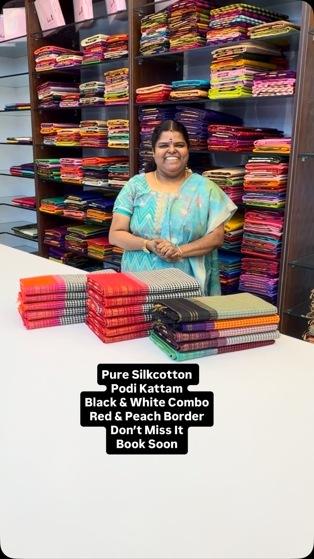 Podi Kattam | Black & White kattam with Retta Petta Border | Pure S...