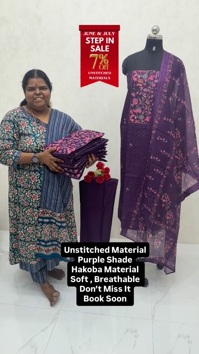 Step In Sale - Flat 7% less - Unstitched Material -  College / Offi...