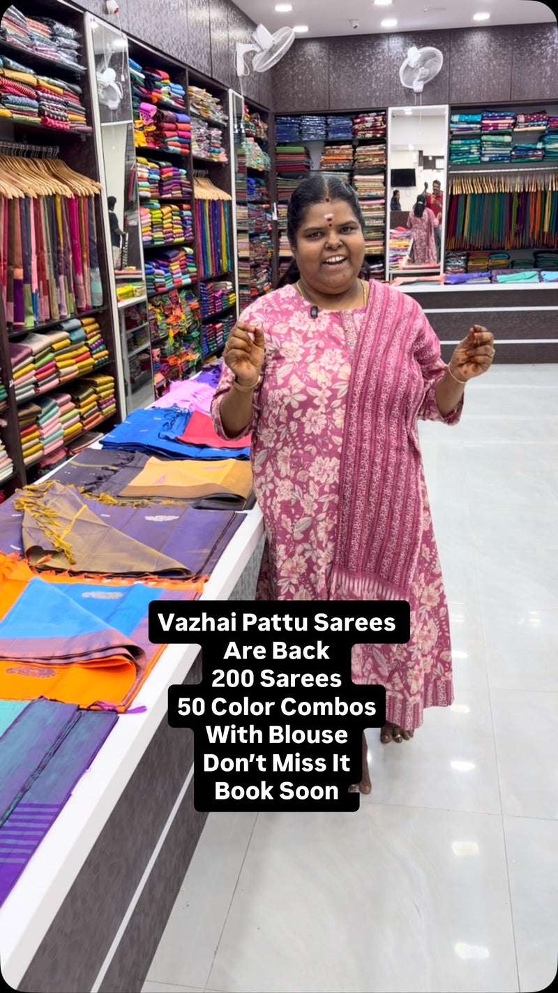 Vazhai Pattu Saree | With  Blouse

Vallisvaseha.com
Search Code :- ...