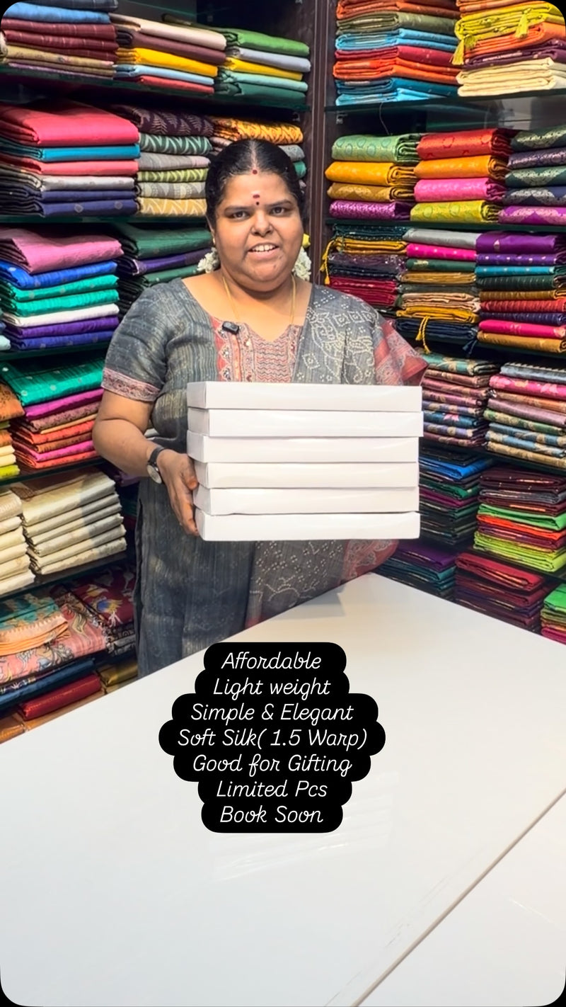 Affordable | Pure Soft Silk Saree (1.5 warp) | Flat 5% less now 

V...