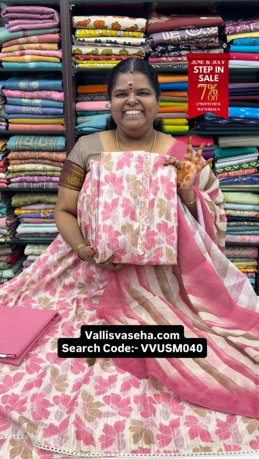 Step In Sale - Flat 7% less - Unstitched Material -  College / Offi...