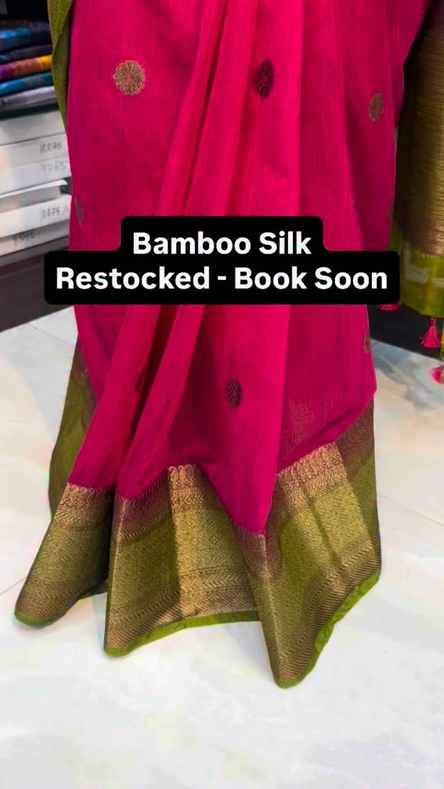 Bamboo silk Saree | All over butta | Brocade Blouse | Flat 5% less ...