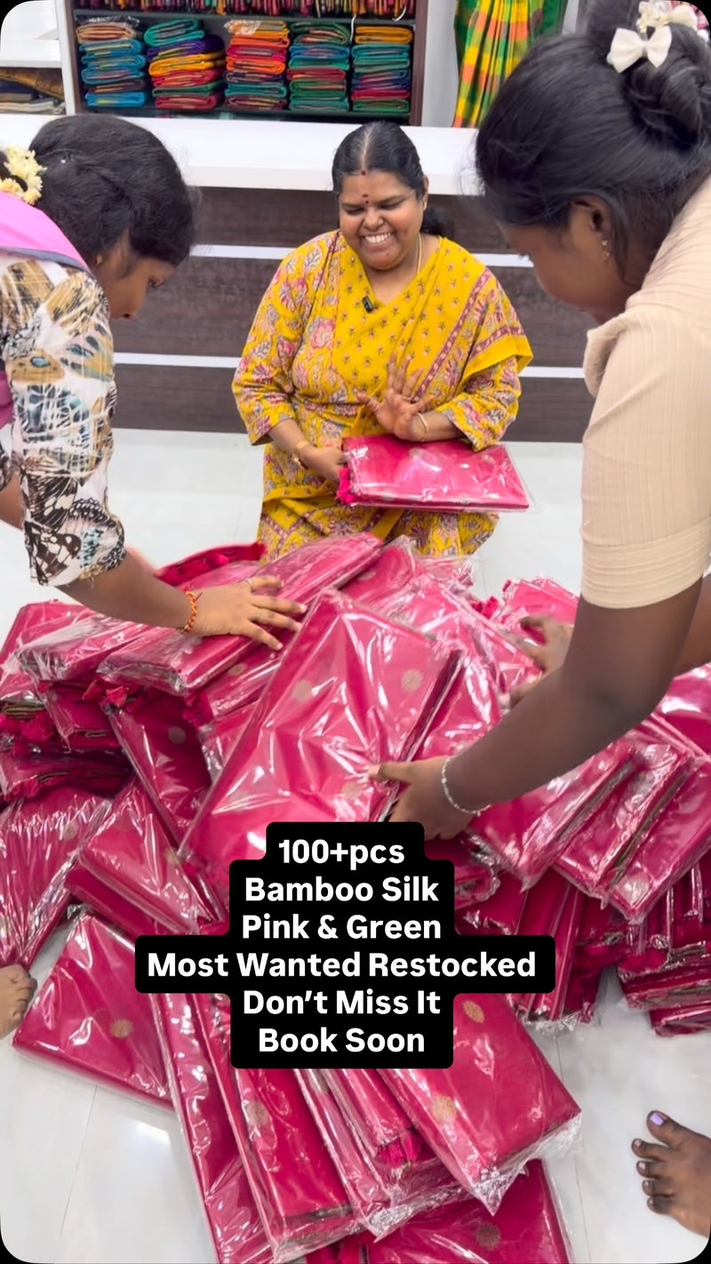 Bamboo silk Saree | All over butta | Brocade Blouse

Vallisvaseha.c...
