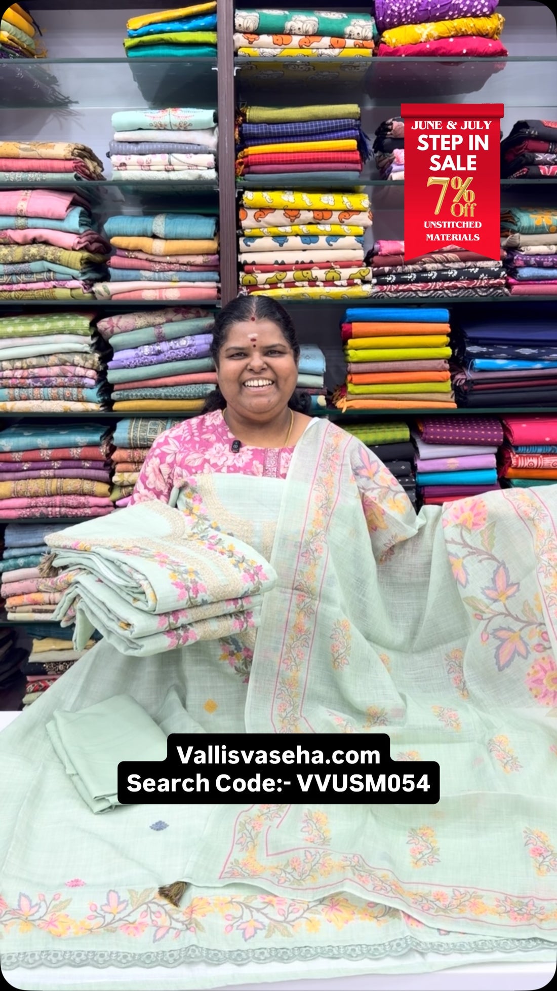 Step In Sale - Flat 7% less - Unstitched Material -  College / Offi...