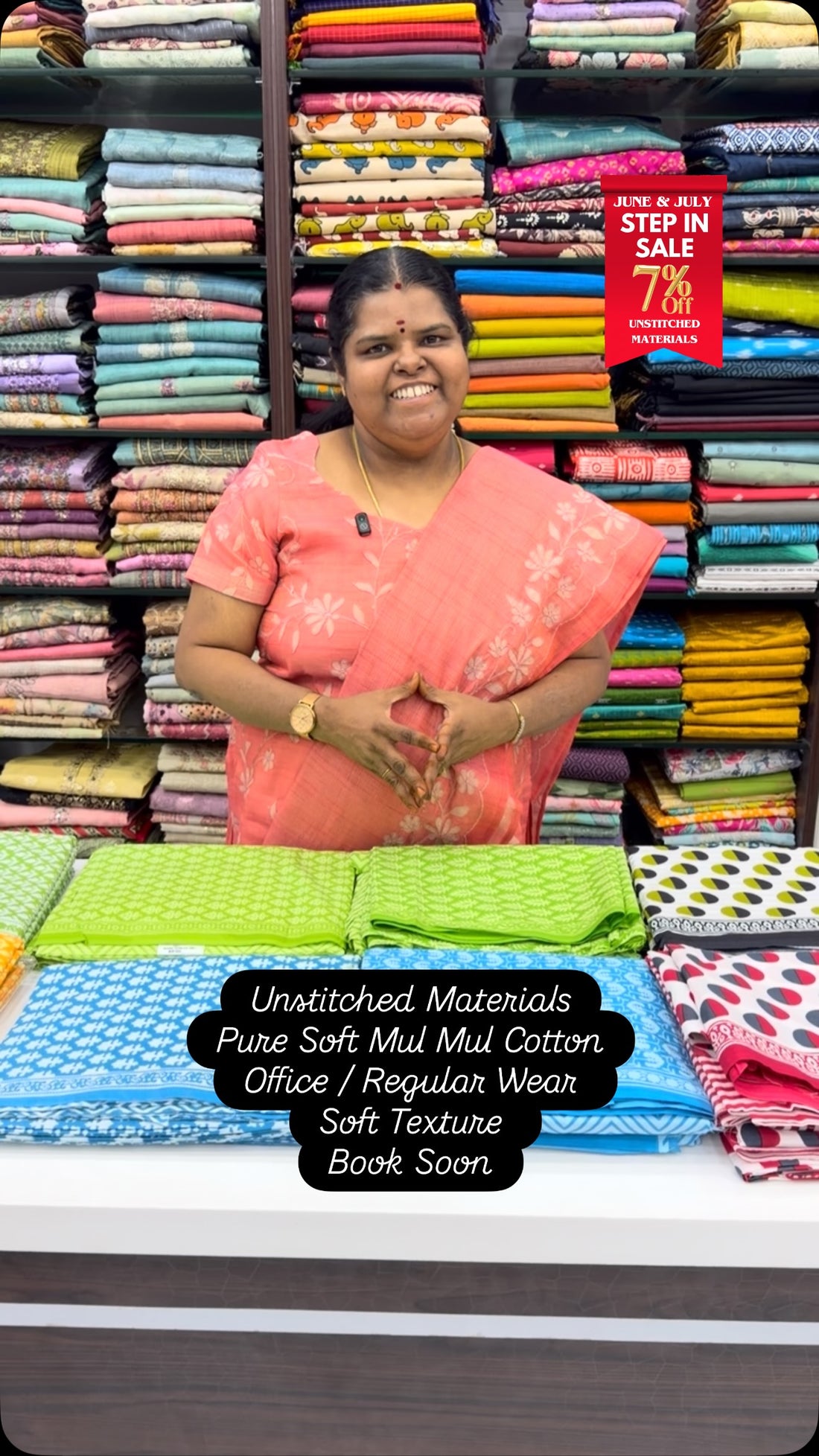 Step In Sale - Flat 7% less - Unstitched Material -  College / Offi...