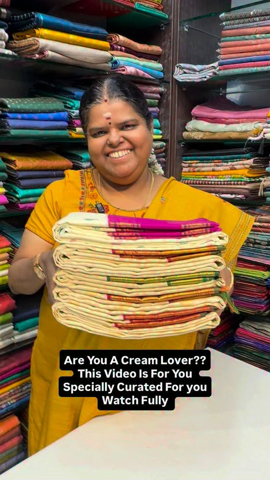 Are you a cream lover ??
Classy & Elegant - Pure Korvai Silk Saree ...