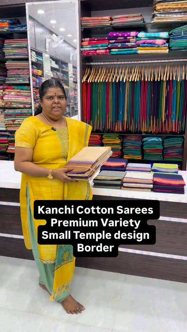 Premium Kanchi Cotton Sarees - Grand Pallu & Running  blouse 
- Cla...