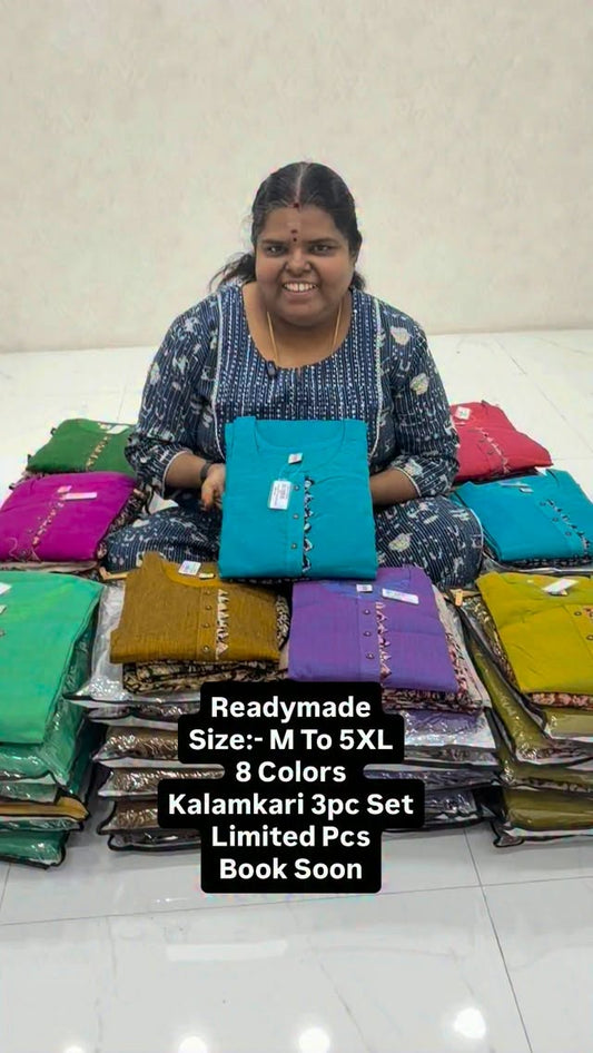 Search Code:- VVRMS019
Readymade | Kalamkari 3pc Set | Don’t Miss I...