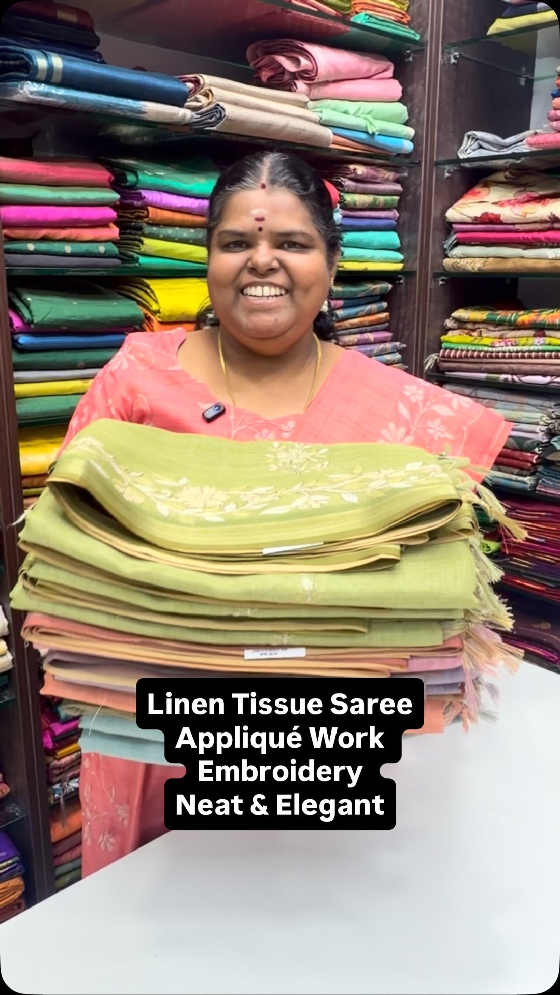 Soft | Breathable | Elegant | Linen Tissue Saree | Appliqué Work Em...