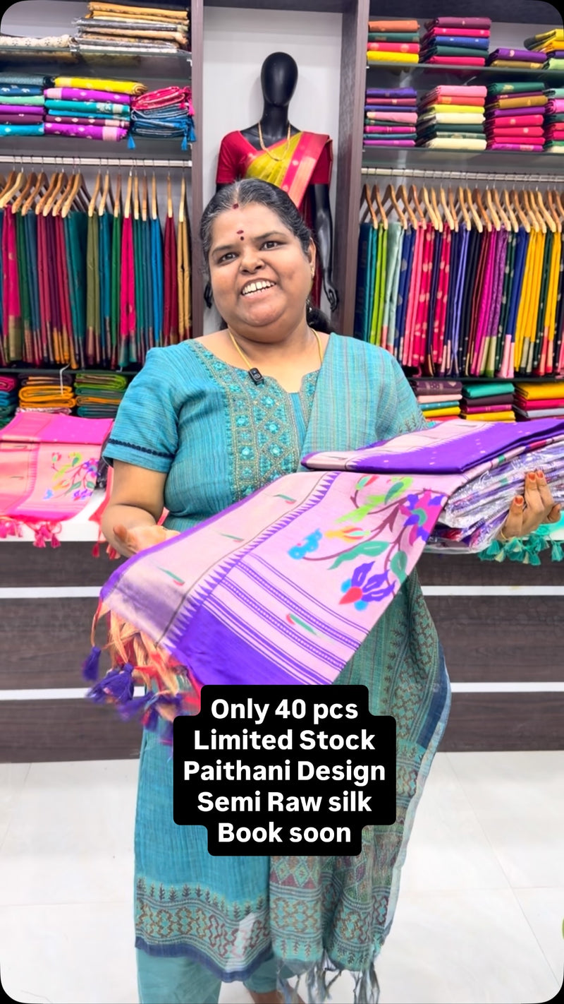 Paithani Design | Restocked | Semi Raw silk Saree | Flat 5% less no...